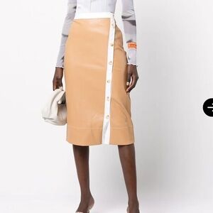 Stuad button up vegan leather midi skirt